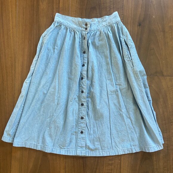 Madewell Chambray Button-Front Midi Skirt - Size XS - Picture 1 of 3